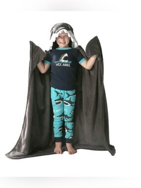 Lazy One Shark Hooded Fleece Wearable Blanket for Kids  – 40” x 50” – Like New